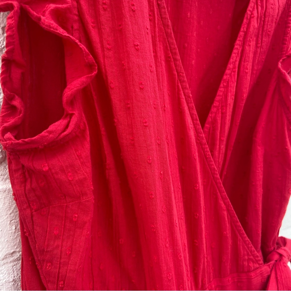 & Other Stories | Red Swiss Dot Crepe Wrap Dress | Size 2 - Picture 10 of 15